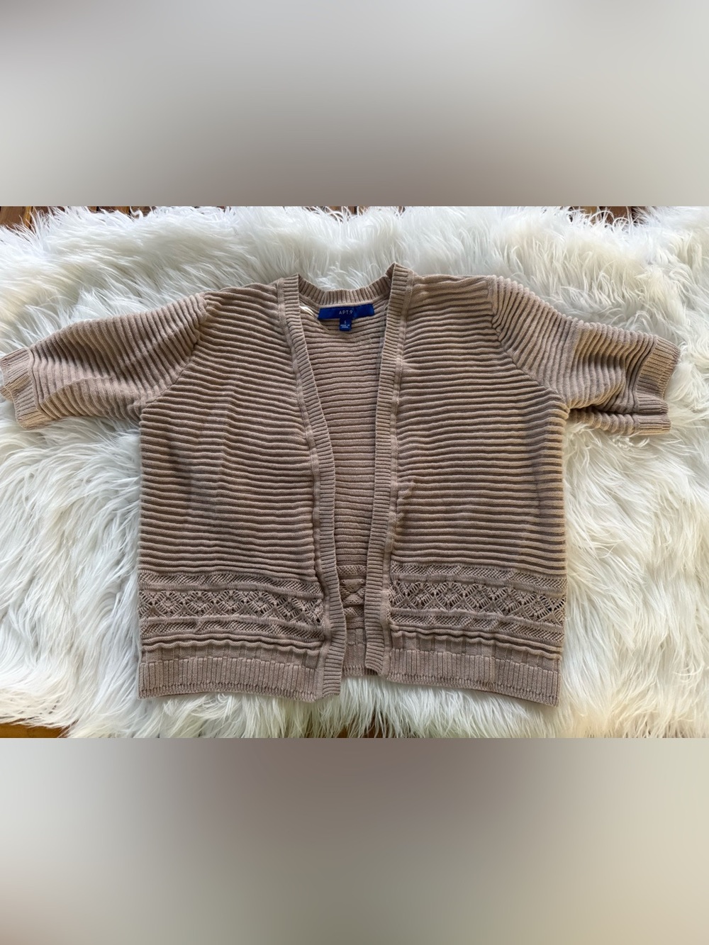 Apt. 9 Women's Taupe Ribbed Open-Front Cardigan